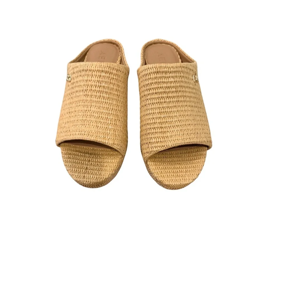 Aerosoles‎ Cafe Basket Raffia Wedge Sandals Natural Tan Women Runs Big 7.5M/8.5M